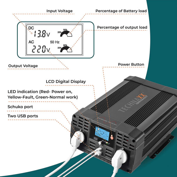 Technaxx Wechselrichter 2000W von 12 auf 230 Volt – Bild 3