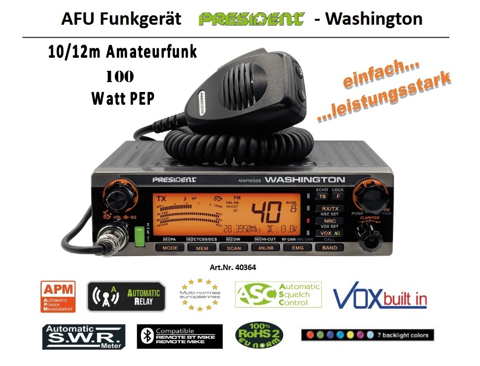 President Washington 10/12M Amateurfunk 1 President Washington 10/12M Amateurfunk