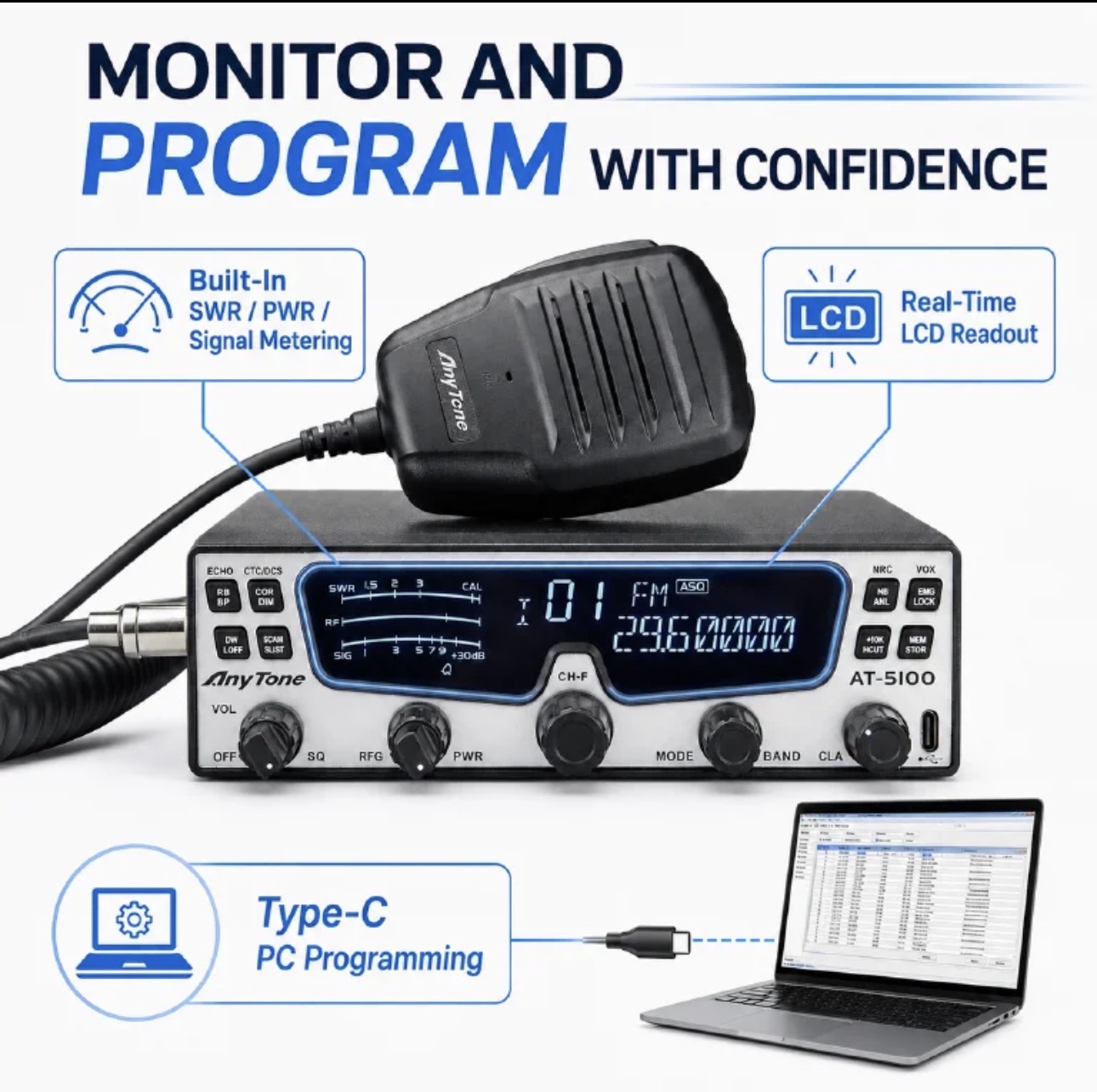 Anytone AT-5100 BT 10m-Allmode-Gerät mit Bluetooth 2 Anytone AT-5100 BT 10m-Allmode-Gerät mit Bluetooth – Bild 2